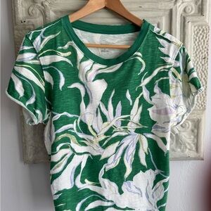 Maeve Anthropology Green Floral T-Shirt S